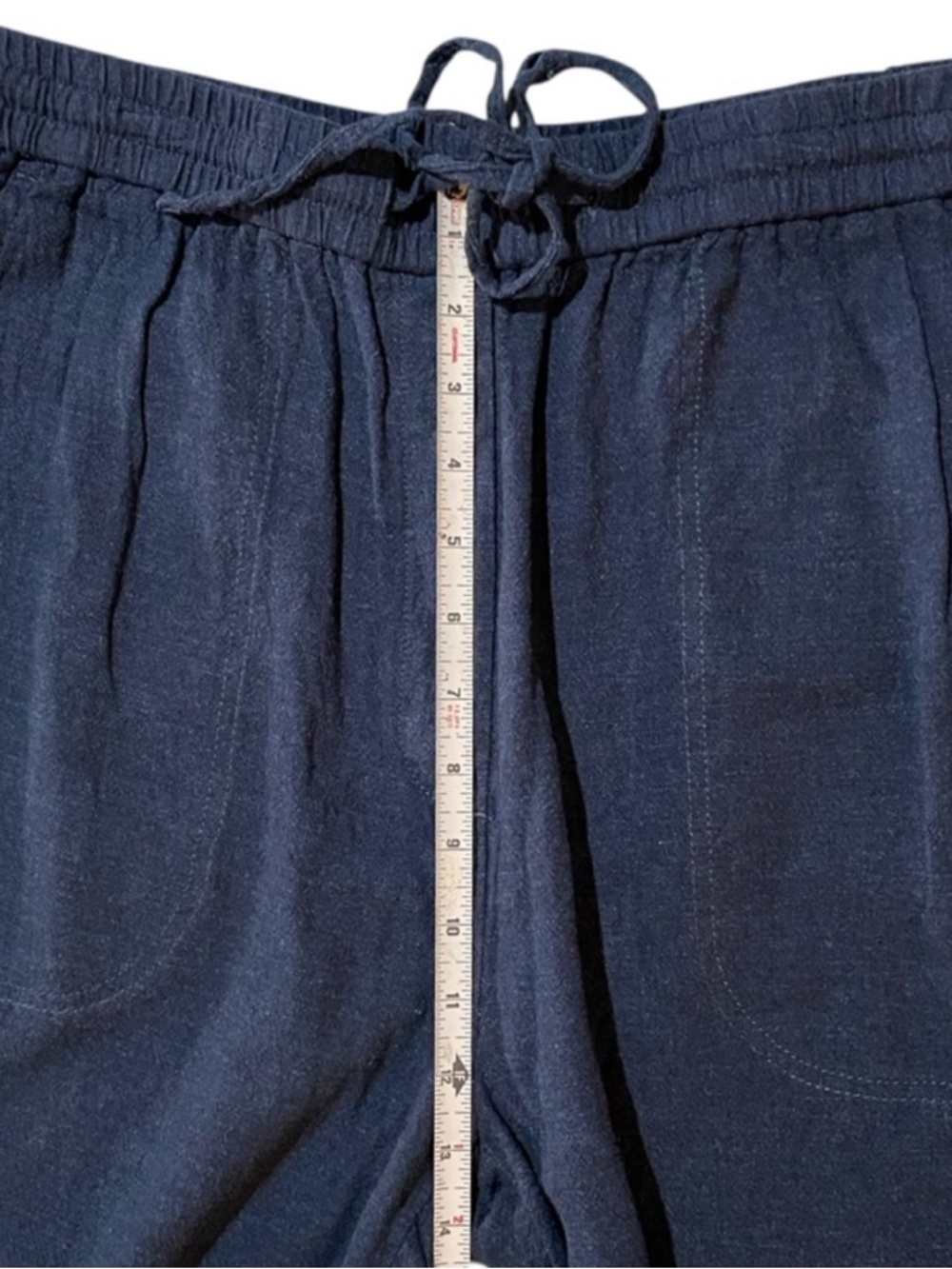 BANANA REPUBLIC High Rise Linen Blend Pull On Navy Blue Pant Medium - Picture 9 of 10